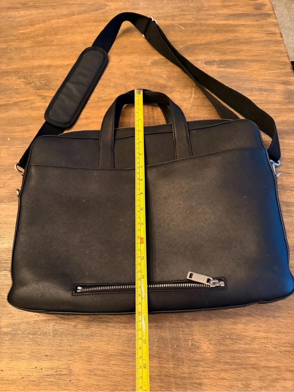 Jack Spade Pebbled Leather Slim Brief Black Crossbody Trolly sleeve